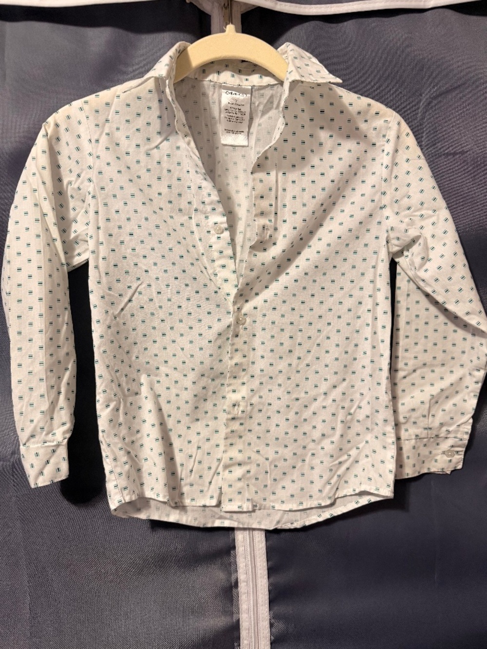 Calvin Klein Boys White Patterned Button-Up Dress Shirt | Formal | Size 7